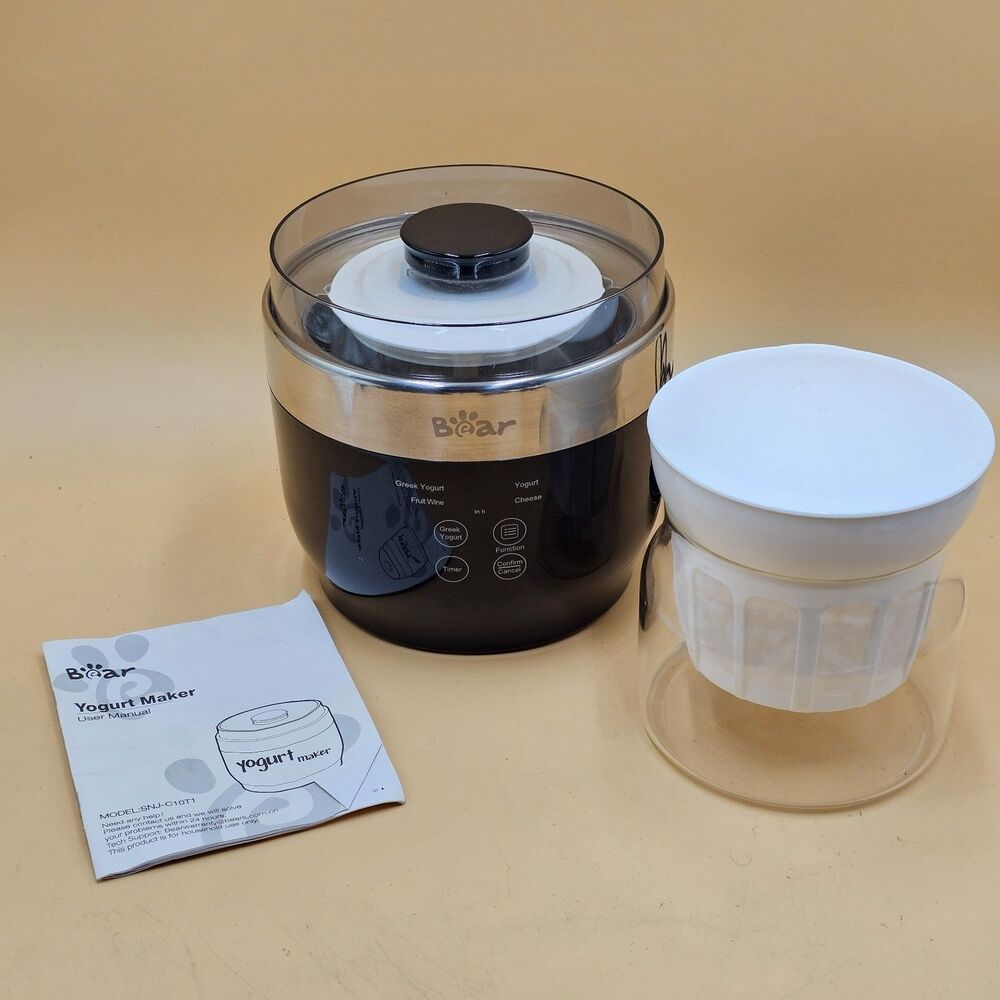 Bear Electric Yogurt Maker SNJ-C10T1 Greek Yogurt Machine w/ Timer Strainer Jars